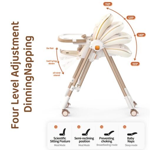 upgraded High Chair with 4 level Adjustment Backrest