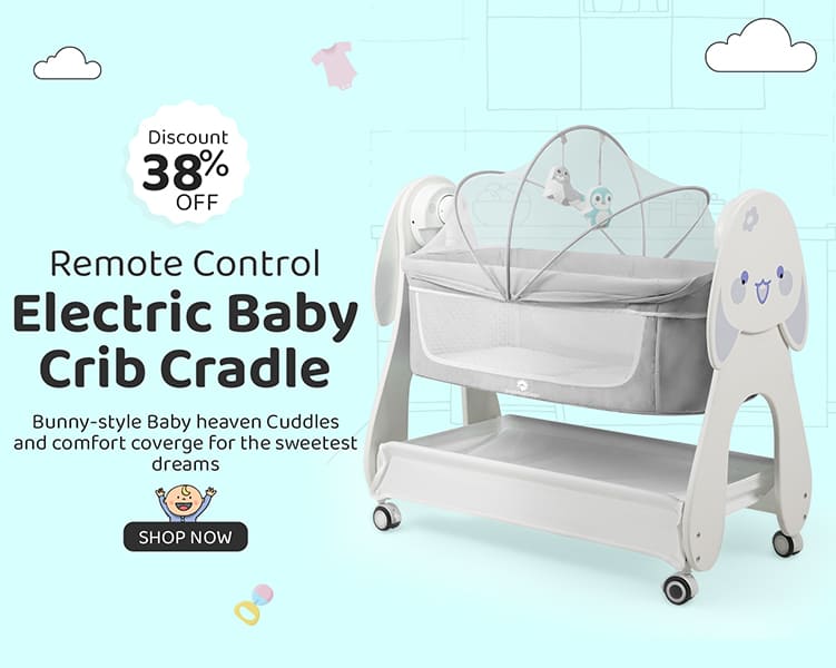 Electric Baby Crib Cradle with Mosquito Net, Wooden Legs, and 3 Gear Adjustable Swing with Smart Remote Control
