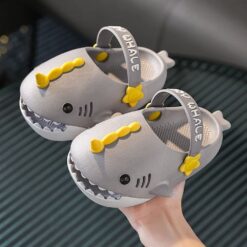 StarAndDaisy Clogs for Kids, Cute Shark Slide Slippers for children, Lightweight Summer Sandals - JH-880-GREY