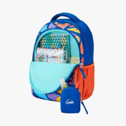 Genie Finley Stylish Backpack For Girls, Everyday School Bag with Free Stationery Pouch, Rain & Dust Cover - Blue