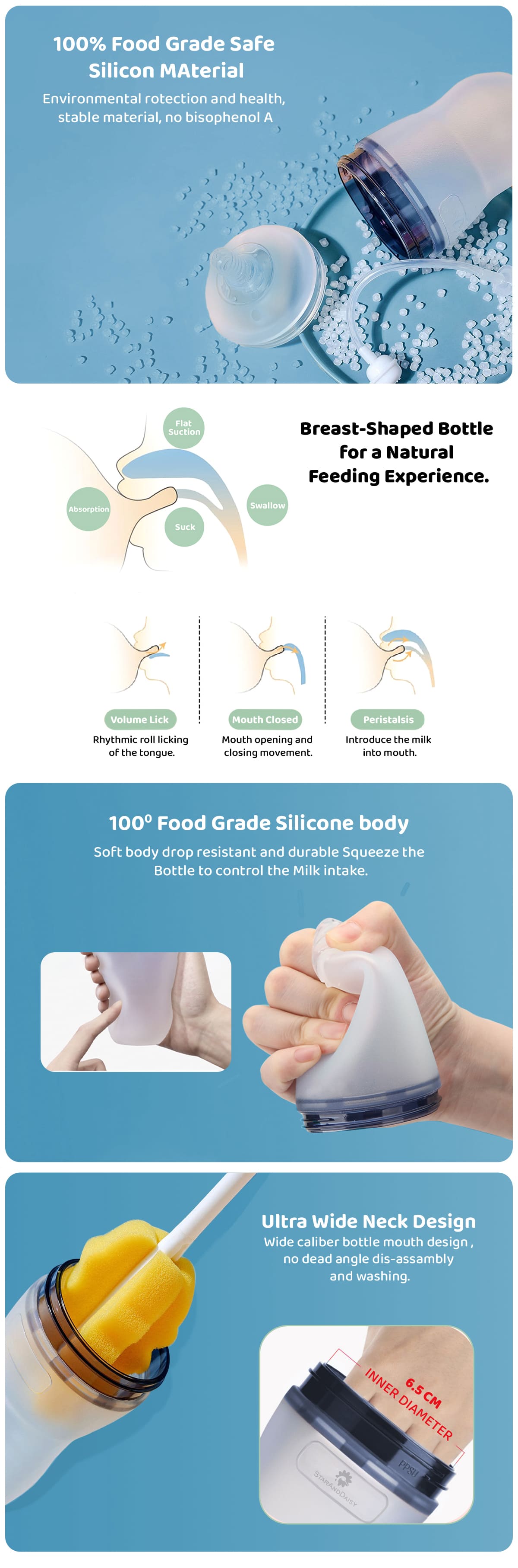 Silicone Feeding Bottle with Food Grade Material