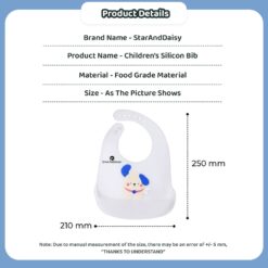 Soft Silicone Bibs for Toddler, Waterproof Feeding Bib dimension and specification