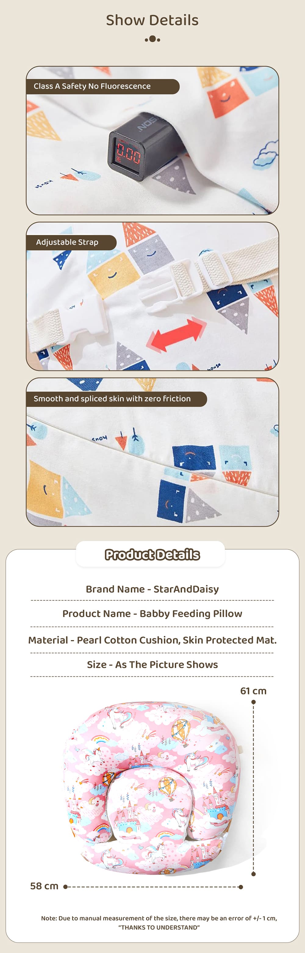 Specification of Baby Feeding Pillow