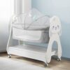 StarAndDaisy Electric Baby Crib Cradle with Mosquito Net, Wooden Legs, and 3 Gear Adjustable Swing with Smart Remote Control - Grey