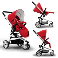 StarAndDaisy Sleek and Stylish Best Stroller for Baby in India with Reversible Bassinet & Large Wheels for Newborn Babies & Toddlers - 0 to 4 Years (Red)