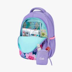 Genie Fluffy Premium Kids School Bag with 3 Compartments, Stylish, Water Resistant & Easy to Carry Backpacks for Boys - Lavender