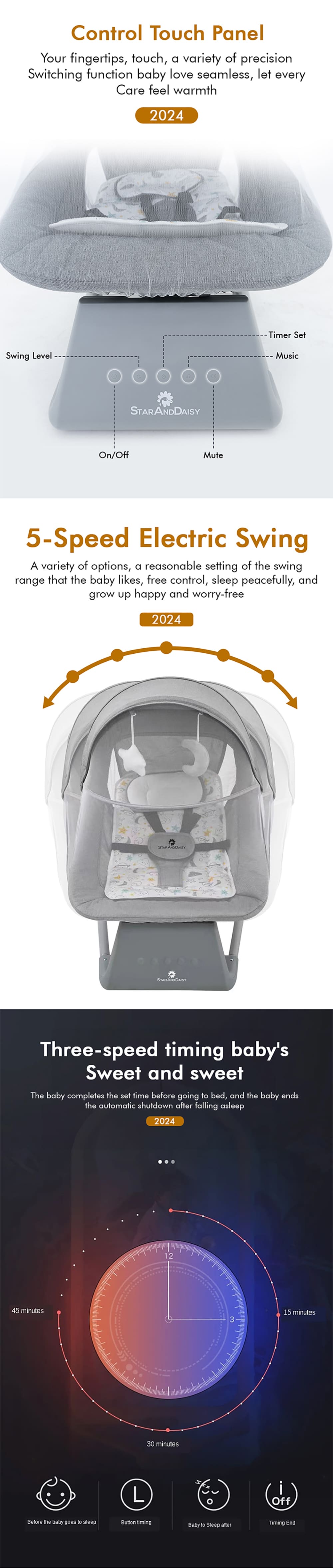 Electric Baby Cradle with One Touch Panel