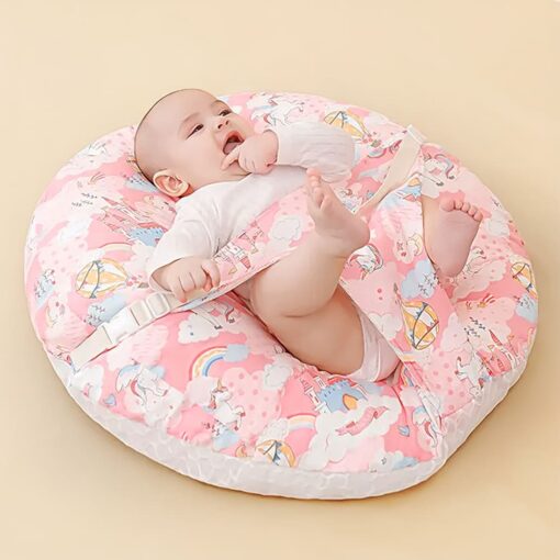 StarAndDaisy Feeding Pillow for Newborn Baby, Infant Cushion for Bottle and Breastfeeding with Detachable Belt - Rainbow Print