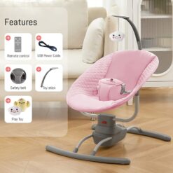 StarAndDaisy First Swing Baby Rocker Bouncer with Mosquito Net and Remote Control with 3 Swing Speeds - Pink