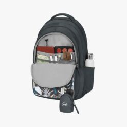 Genie Rosemary Backpack with 3 Compartments, Hands-free Convenience, Eye-Catching Patterns, and Laptop Sleeve - Charcoal Black