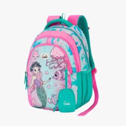 Genie Trendy School Bag for Girls, Waterproof Backpack with Front Zippered Pocket, Adjustable Padded Shoulder Straps - Teal