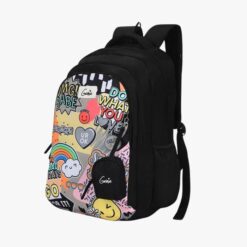 Genies Cool Waterproof Kids School Bag, Premium Backpack For Children, Lightweight Bags, Easy to Carry Bags for Girl - Black