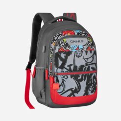 Genius by Safari Scribble Kids School Bags with Name Tag, Premium School Bags for Boys & Girls - 27L Grey