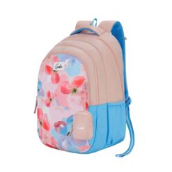 Genies Waterlily Waterproof School Bag for Kids, with One Extra Pouch & Multiple Compartments - Beige