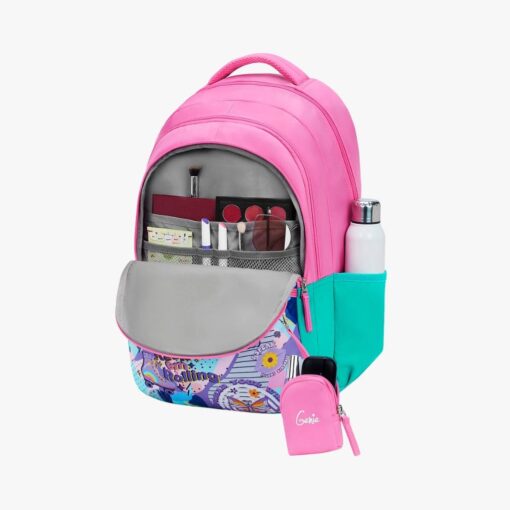 Genie Whimsy Premium Fabric School Backpacks with Easy Access Pockets, Laptop Sleeve, and 36L Spacious Bags - Pink