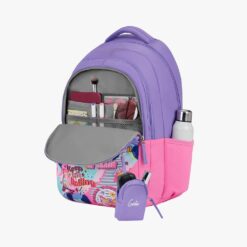 Genie Whimsy Premium Fabric School Backpacks with Spacious 3 Compartments, Laptop Sleeve, and 36L Capacity Bags - Purple