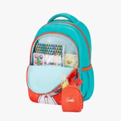 Genie Paw Premium School Bag For Girls, Water Resistant and Lightweight Bags, Easy to Carry Bags for Girls - Coral