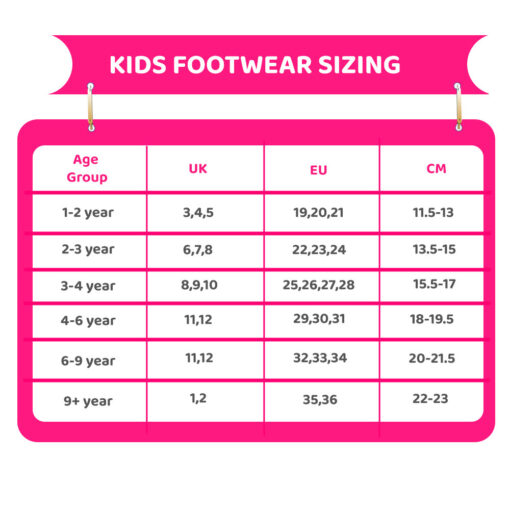 Size Chart of Kids Slipper
