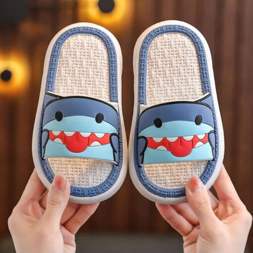 StarAndDaisy Summer Flip Flops for Kids, Non-Slip, Baby Summer Slippers Home Non-Slip Thick-Soled Soft - White & Blue