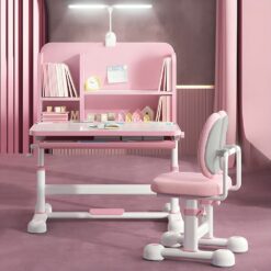 StarAndDaisy Kids Study Table and Chair with Bookshelves, Storage and Height Adjustable (Pink | M8)