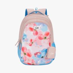 Genies Waterlily Waterproof School Bag for Kids, with One Extra Pouch & Multiple Compartments - Beige