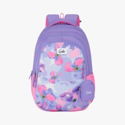Genies Waterlily Waterproof Kids School Bag, with One Extra Pouch & Multiple Compartments - Lavender