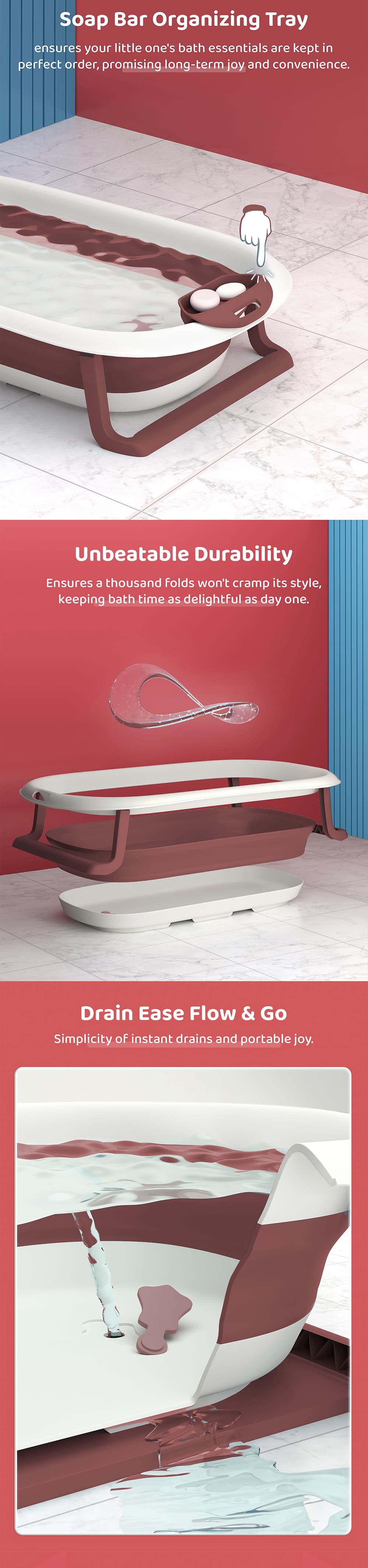 Anti-slip Baby Bath Tub with Cushion
