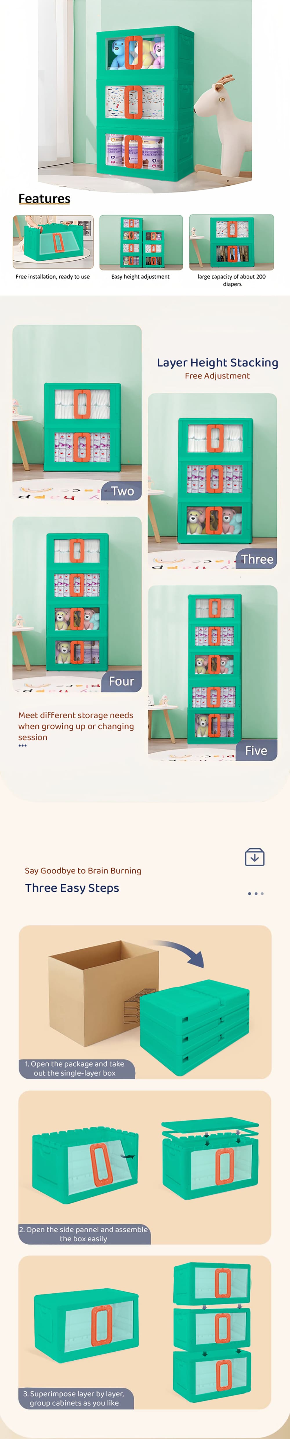 Foldable Kids Storage Cabinet