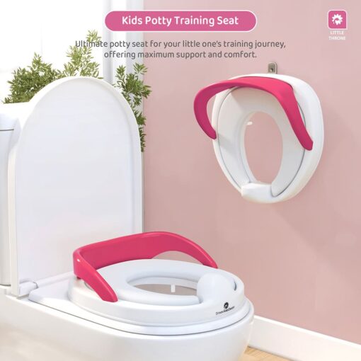 Baby Potty Training Toilet Seat, Anti-Slip Potty Training Seat, Portable Potty for Toddler Travel, Toddler Toilet - Pink & White