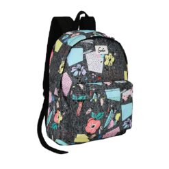 Genie Patchy 18LMulticolor Backpack for Student With Spacious Compartment, Easy Access Pockets Premium Bags for Boys & Girls - Black