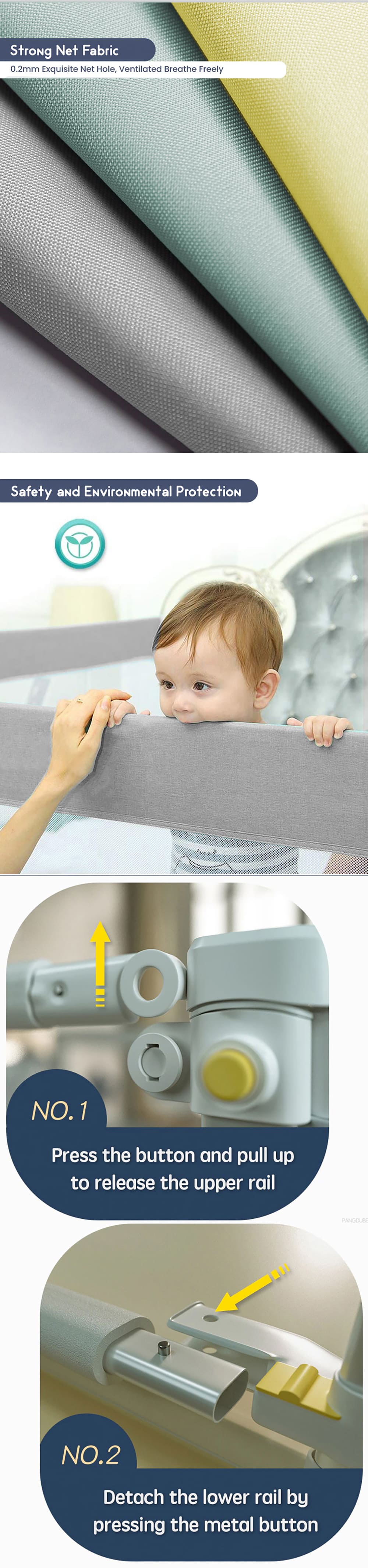 Adjustable Baby Bed Guardrail for Safety