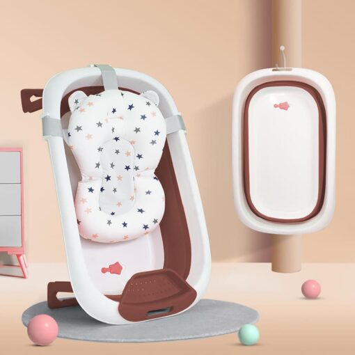 StarAndDaisy Anti-slip Infant Bathtub with Support Cushion Adjustable Buckle Floating Bath Seat with Soap Tray - Bt Basic Brown