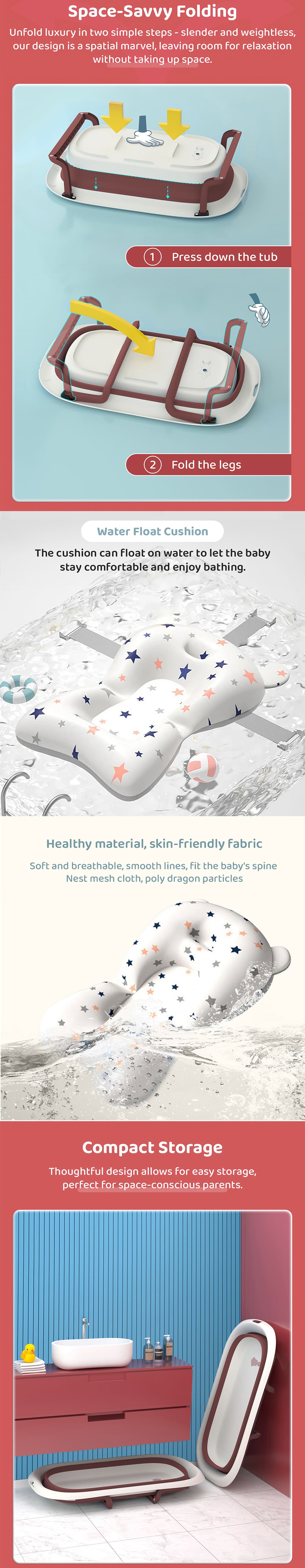 Baby Bath Tub with Water Float Cushion