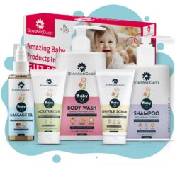 StarAndDaisy Complete Baby Skin Care Gift Set, Baby Scrub, Body Wash, Tear-Free Shampoo, & Rash Cream for a Gentle Care Pack of 5