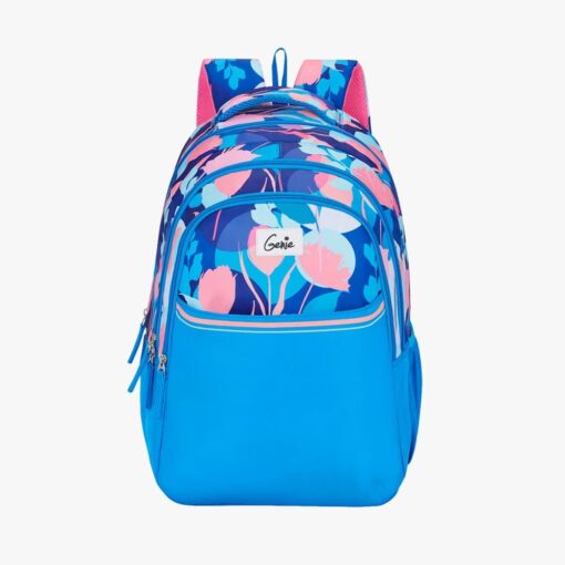 Genie Moonflower 36L School Backpack for Girls & Boys With Extra Padding Shoulder Straps, and Water Resistance -Blue