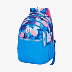 Genie Moonflower 36L School Backpack for Girls & Boys With Extra Padding Shoulder Straps, and Water Resistance -Blue