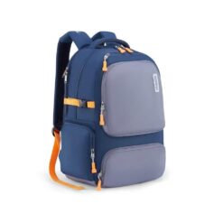 American Tourister School Backpacks with 3 Full Compartment 2 Front Pocket, Waterproof 34.5 Ltrs Bags - Brett 3.0 Navy-Grey