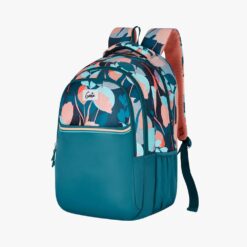 Genie Moonflower 36L School Backpack for Girls With Extra Padding Shoulder Straps and Water Resistance - Dark Green