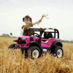 StarAndDaisy Kids Ride On Tractors with Remote Control, Light, Music, Keyless Start, Adjustable Seat Belt - Pink