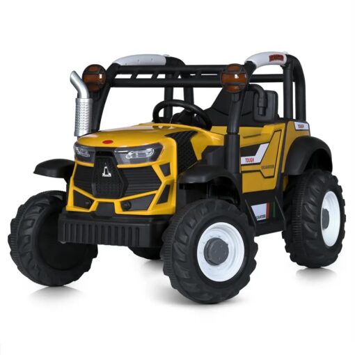 StarAndDaisy Kids Electric Ride On Tractors with Remote Control, Light, Music, USB, Horn, Adjustable Seat Belt - Yellow