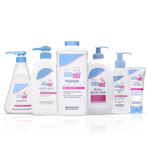 Sebamed Baby Skin Care Combo Set, Baby Powder, Body Lotion, Shampoo, Rash Cream, Massage Oil, Gentle Wash - Pack of 6
