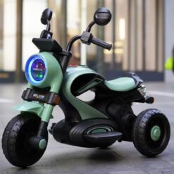 StarAndDaisy Super Harley Kids' Battery-Operated Bike, Forward & Backward Control, LED Lights, Music - Green