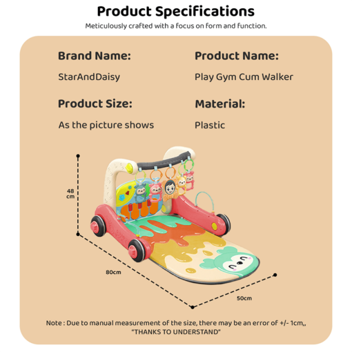 Specification of Baby Play Gym Cum Walker