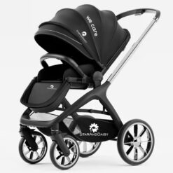 StarAndDaisy Luxe Multi-Functional Baby Stroller with Foldable Design, Adjustable Height & Seat Angle - Silver
