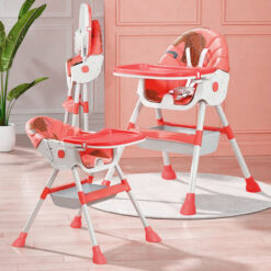 StarAndDaisy Basic Table Talk High Chair for Babies without Wheel, Detachable Food Tray, & 5-point Safety Belt - Red