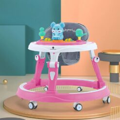 StarAndDaisy Multi-functional Intelligent Baby Walker with Height Adjustable, Early Education Baby Walker with Toy Tray -  Pink
