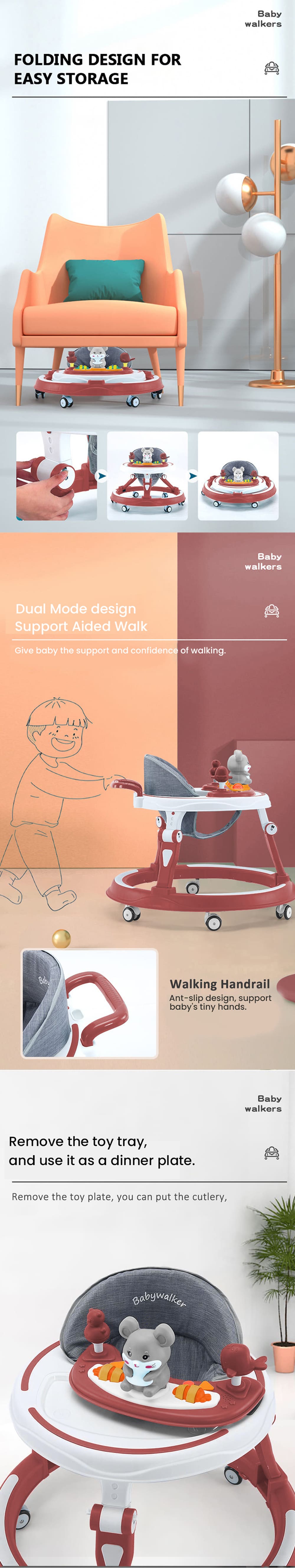 Intelligent Baby Walker with Comfortable Seat