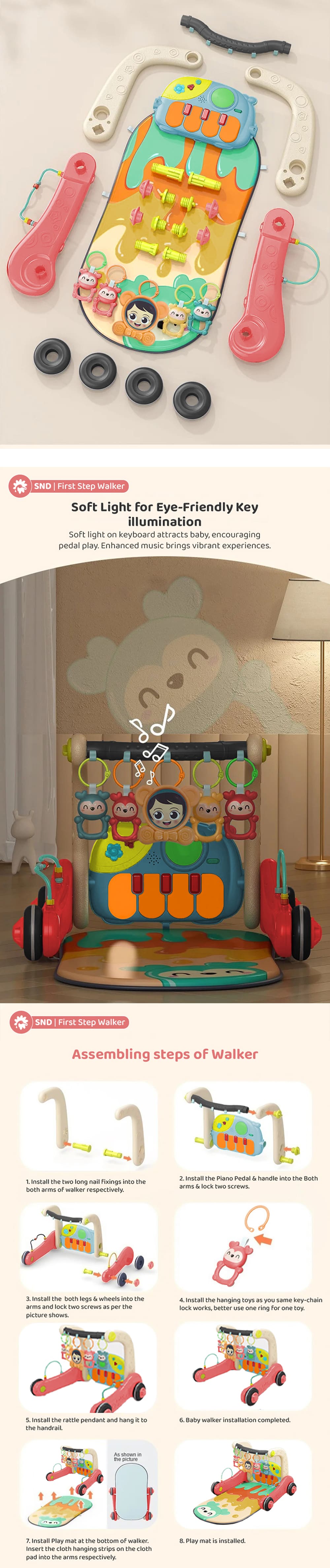 Musical Baby Play Gym Cum Walker