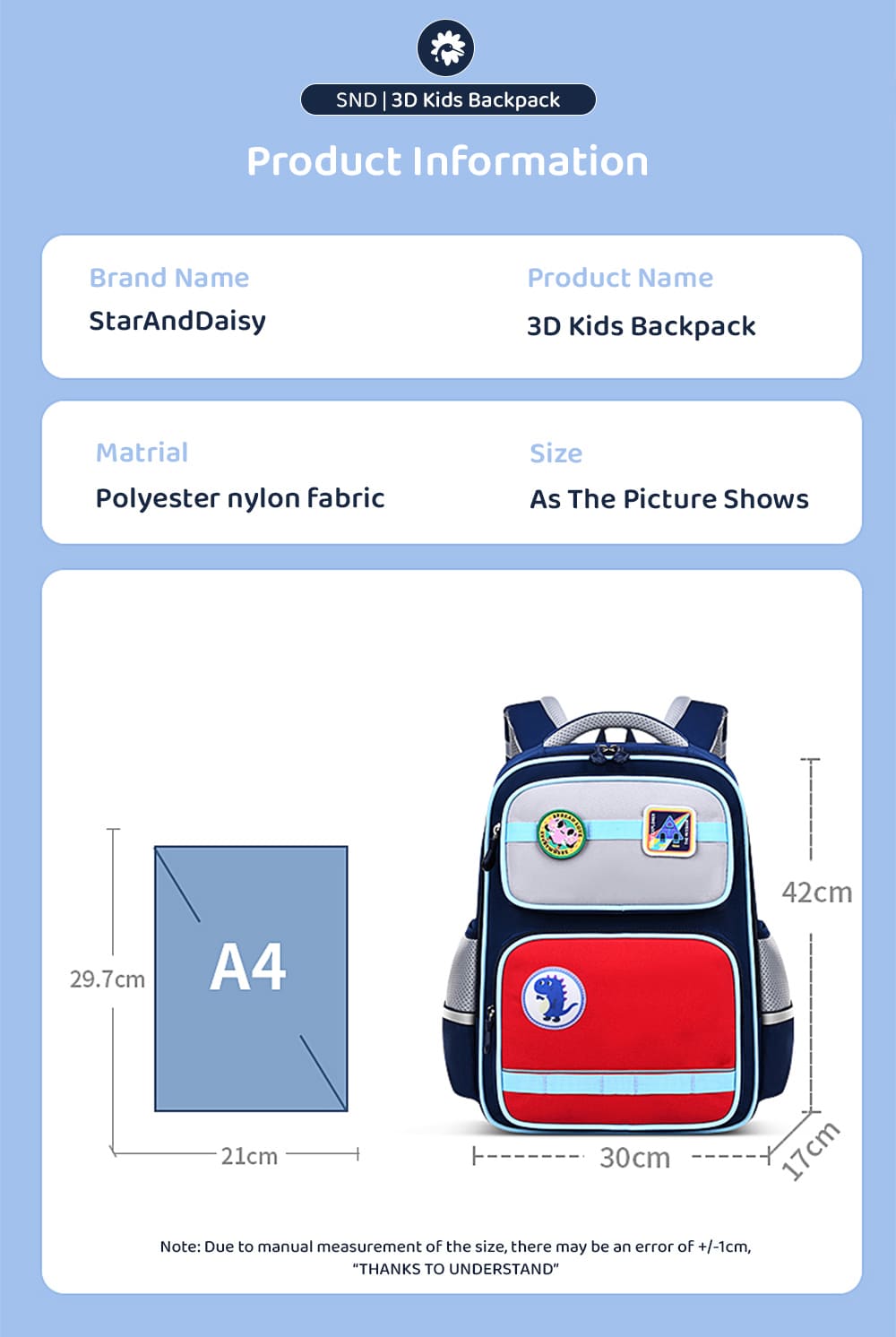 Specification of Kids School Bags
