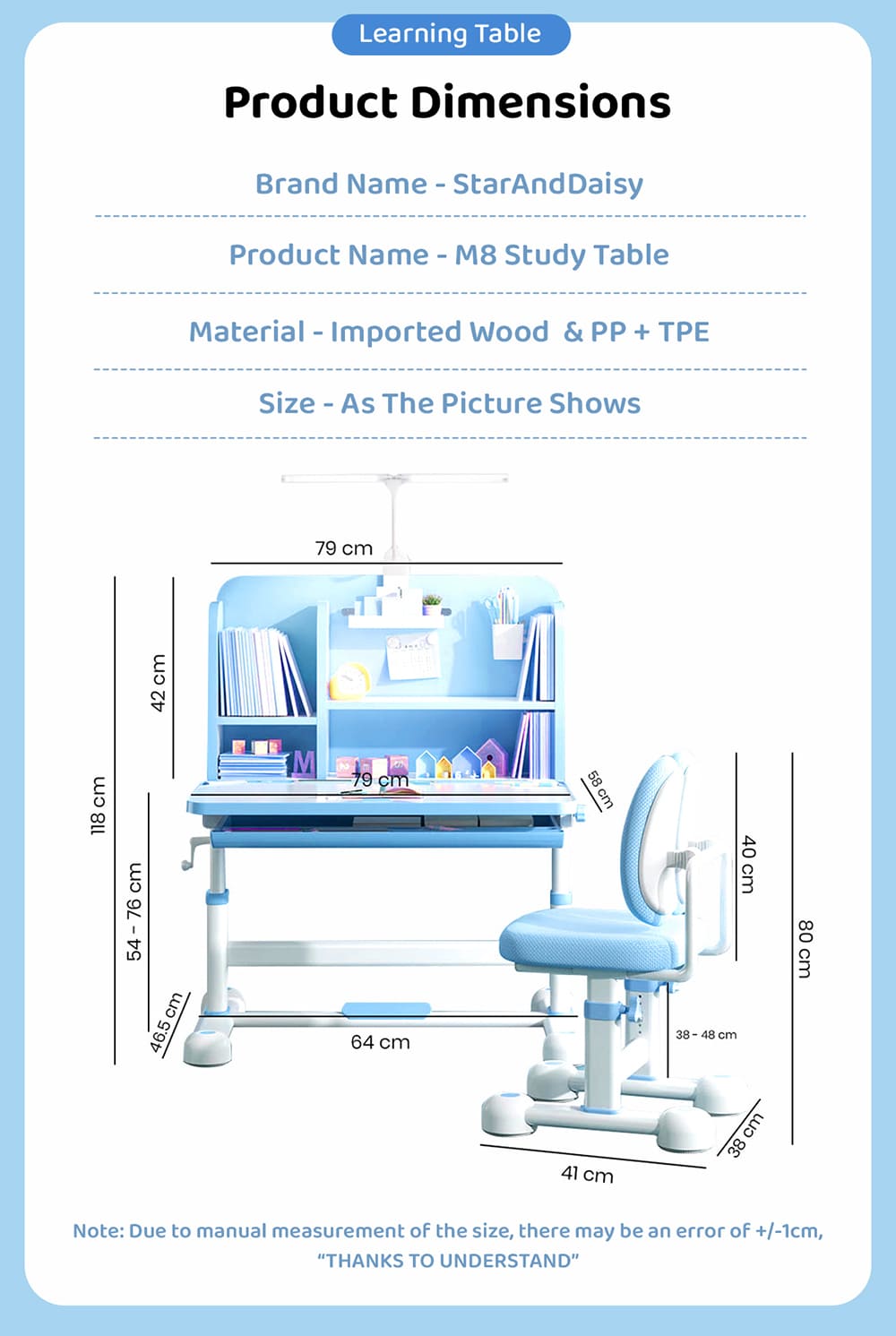 Specification of Kids Study Table
